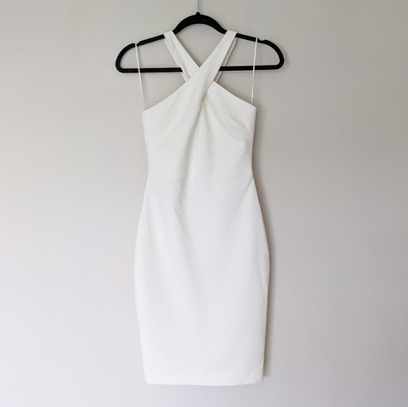 NEW LIKELY Carolyn White Criss Cross Halter Midi Cocktail Dress Size 0 - Picture 9 of 11